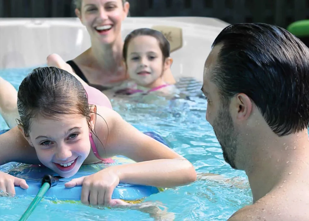 Kids Enjoy Play Time In A 12 Ft Swim Spa All Season Pool